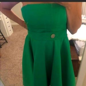 Green Strapless MIDI Dress